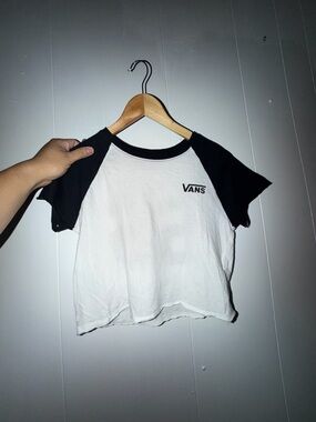 Vans Black & White Raglan Crop Tee